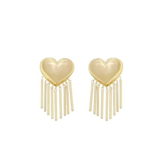 Brinco Sofia Coração Bold Franjas Folheado a Ouro 18k