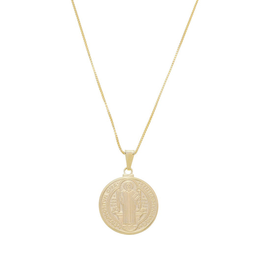 Colar São Bento Medalha G Folheado a Ouro 18k