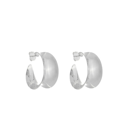 Brinco Argola Vintage M Hellen Folheada em Ródio Branco