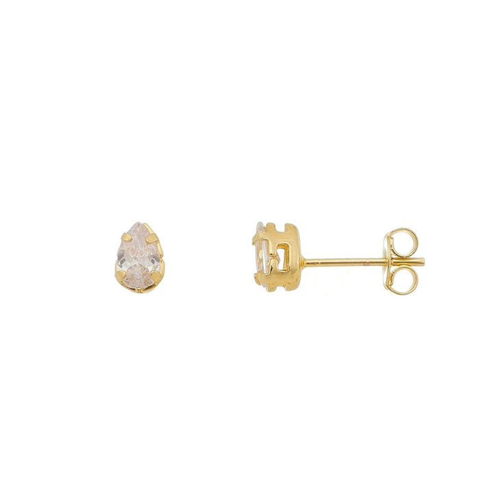 Brinco Ponto de Luz Bruna Gota Zircônia Cristal Folheado a Ouro 18k