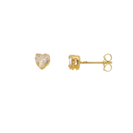 Brinco Ponto de Luz Amanda Coração Zircônia Cristal Folheado a Ouro 18k