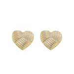 Brinco Alice Coração Texturizado Folheado a Ouro 18k