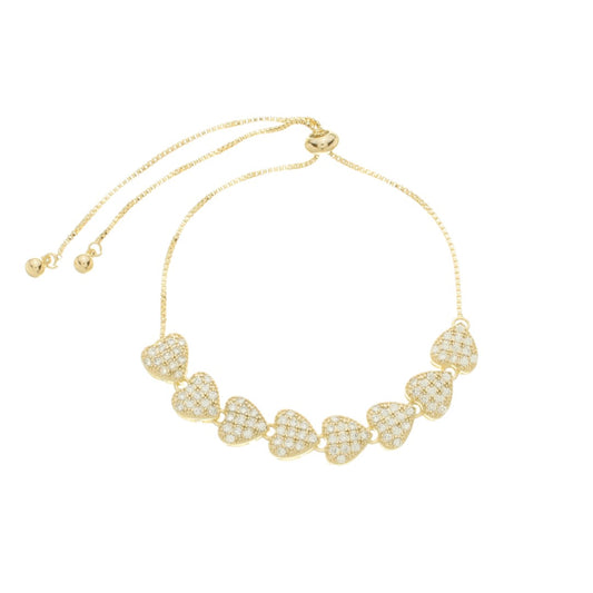 Pulseira Ajustavel Maria Clara Coração Zircônias Folheado a Ouro 18k