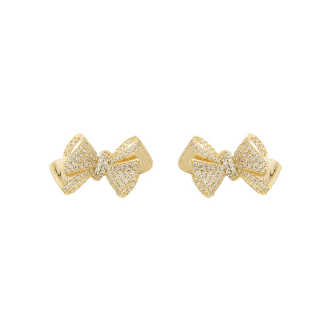 Brinco Laço Jessica Zircônias Folheado a Ouro 18k