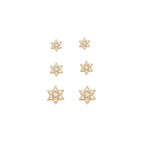 Trio de Brincos Luli Mini Flor Zircônias Folheado a Ouro 18k