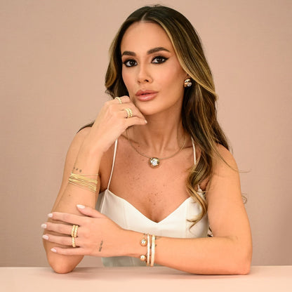 Choker Chiara Botão Zircônia Folheado a Ouro 18k