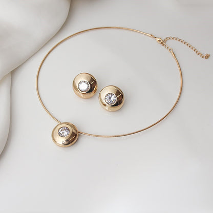 Choker Chiara Botão Zircônia Folheado a Ouro 18k