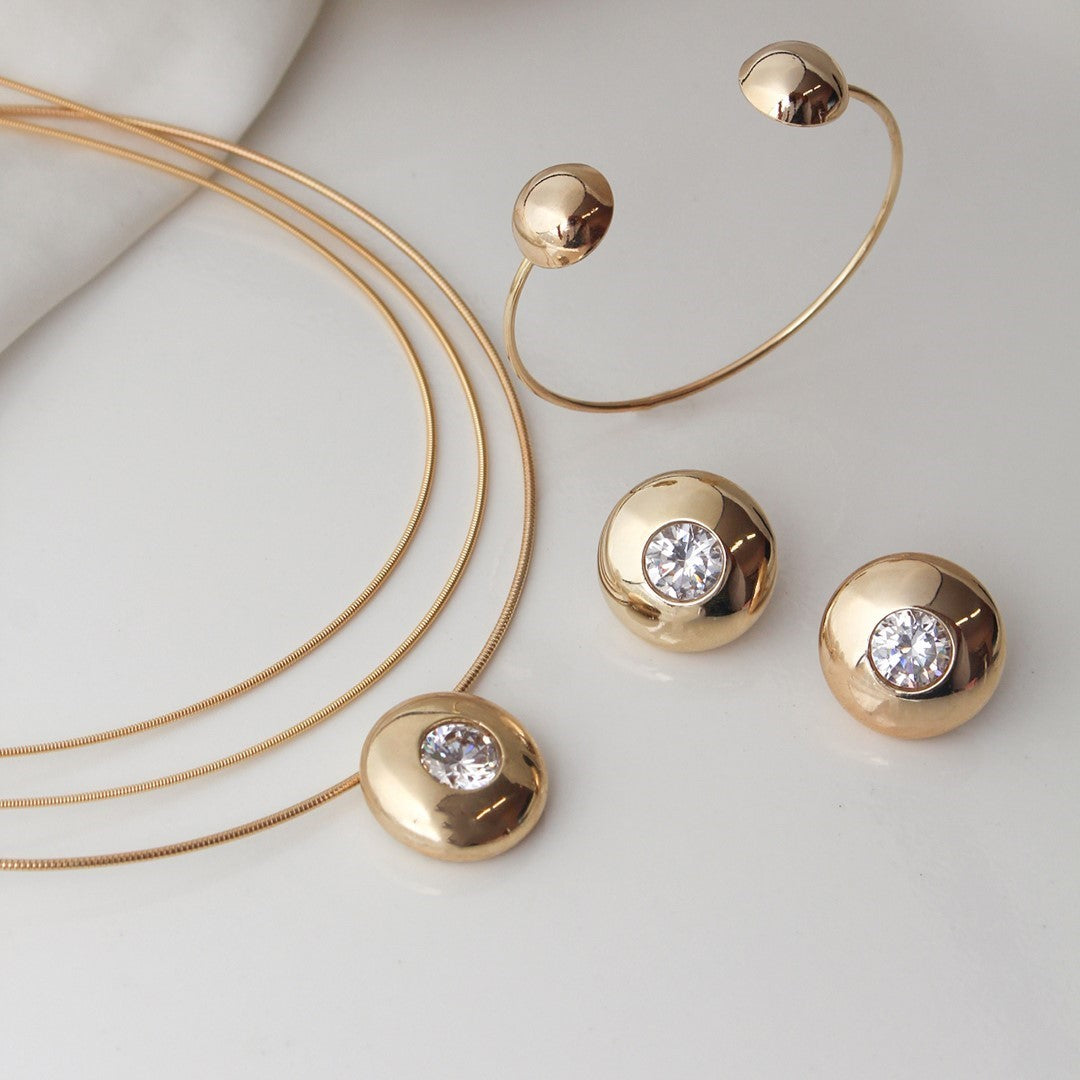 Choker Chiara Botão Zircônia Folheado a Ouro 18k