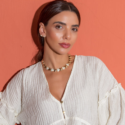 Colar de Coração Juline Zircônias Folheado a Ouro 18k