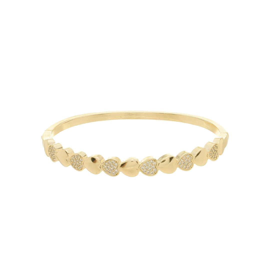 Bracelete Bruna Corações Zircônia Folheado a Ouro 18k
