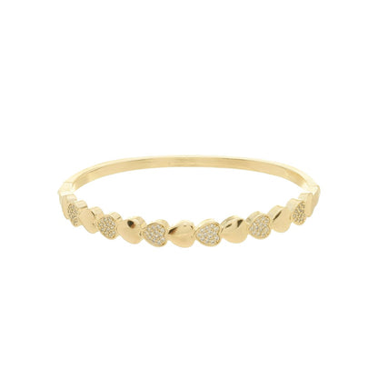 Bracelete Bruna Corações Zircônia Folheado a Ouro 18k