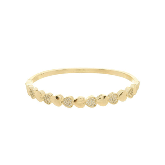 Bracelete Bruna Corações Zircônia Folheado a Ouro 18k