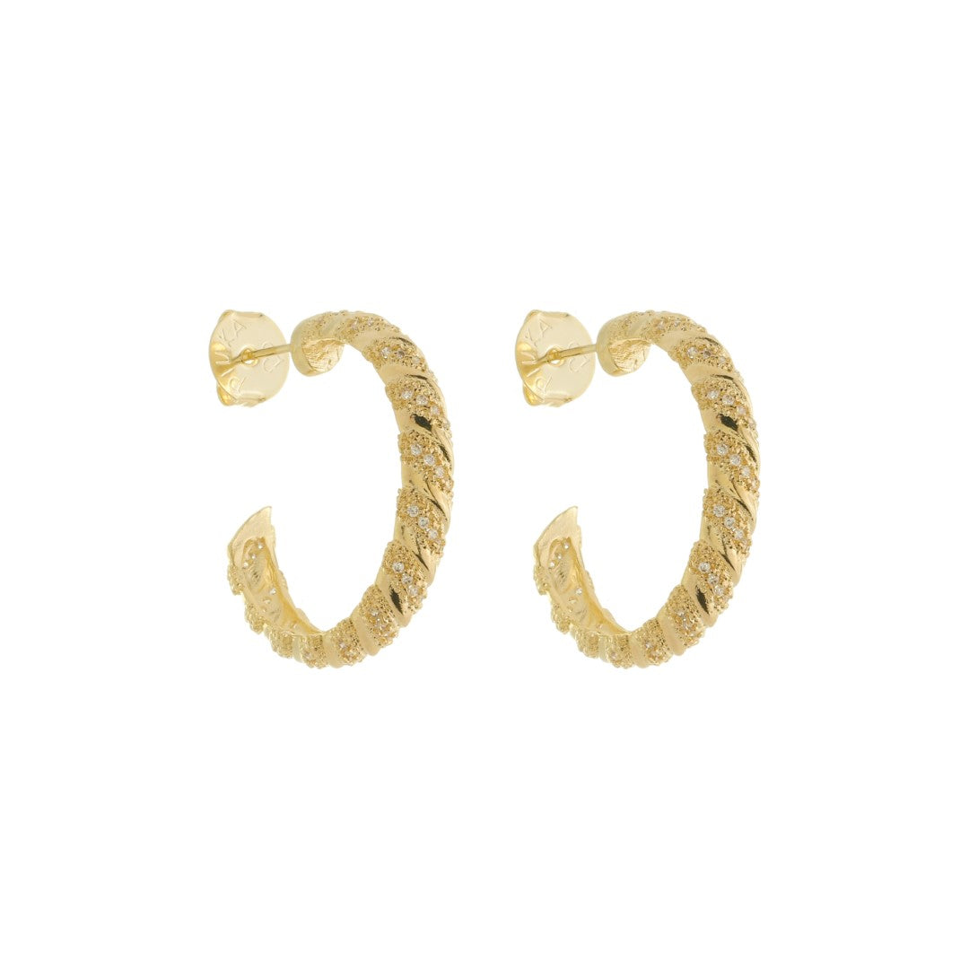 Brinco de Argola Mia M Zircônias Folheado a Ouro 18k