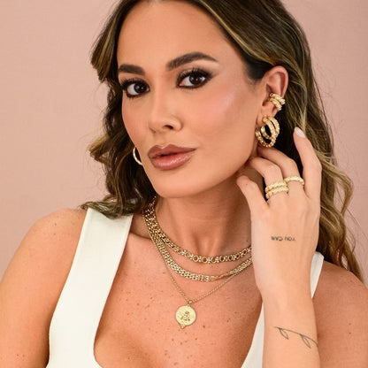 Piercing de Encaixe Mia Zircônias Folheado a Ouro 18k