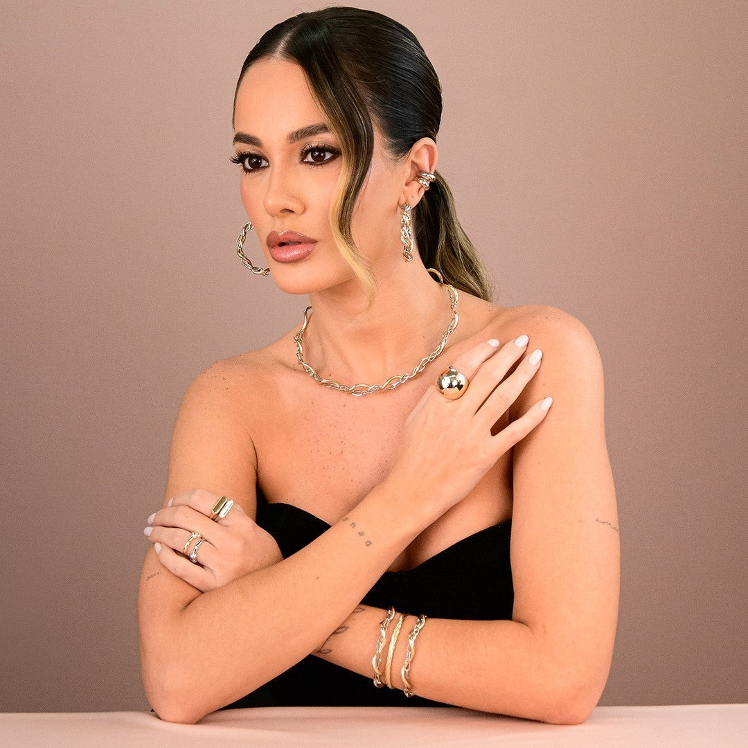 Anel Bold Thais Folheado a Ouro 18k