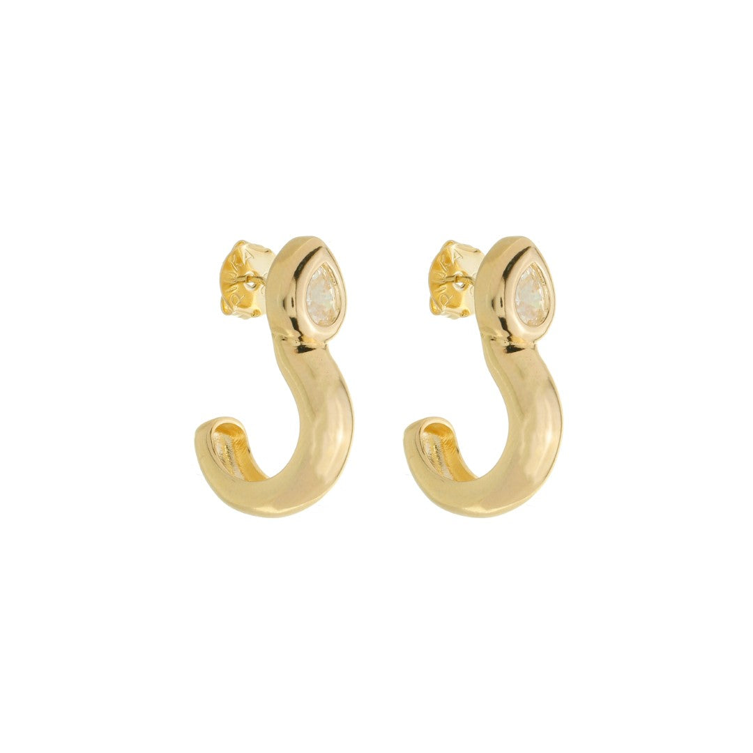 Brinco Argola Gota Georgia Zircônia Folheado a Ouro 18k