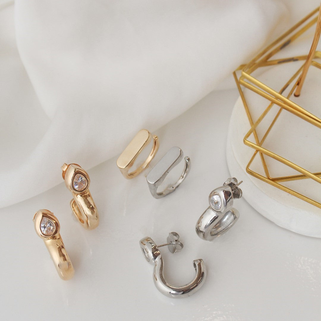 Brinco Argola Gota Georgia Zircônia Folheado a Ouro 18k