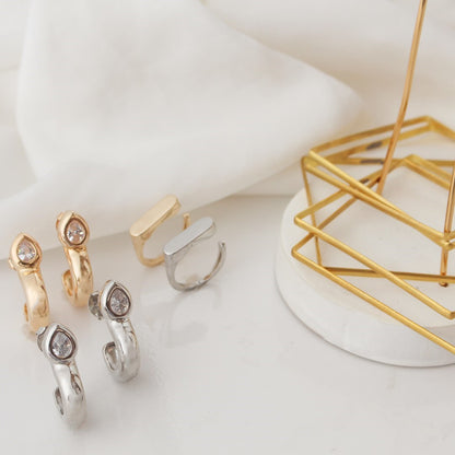 Brinco Argola Gota Georgia Zircônia Folheado a Ouro 18k