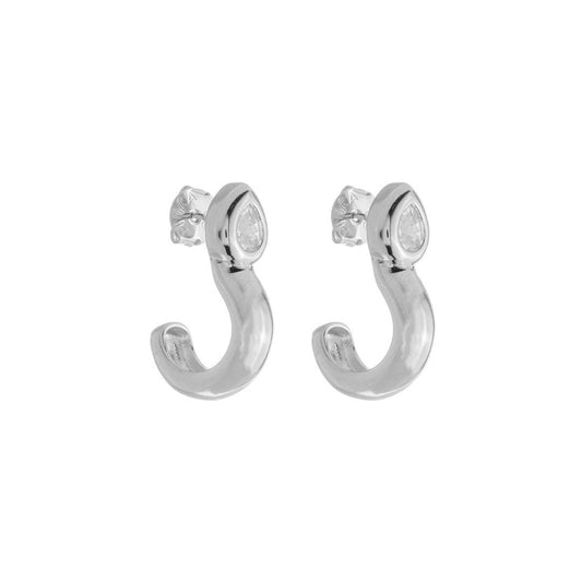 Brinco Argola Gota Georgia Zircônia Folheado em Ródio Branco