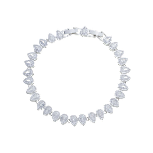 Pulseira Riviera Thais Zircônias Gota Folheada em Ródio Branco