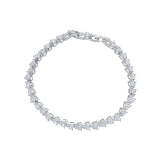 Pulseira Riviera Laura Zircônias Coração Folheada em Ródio Branco