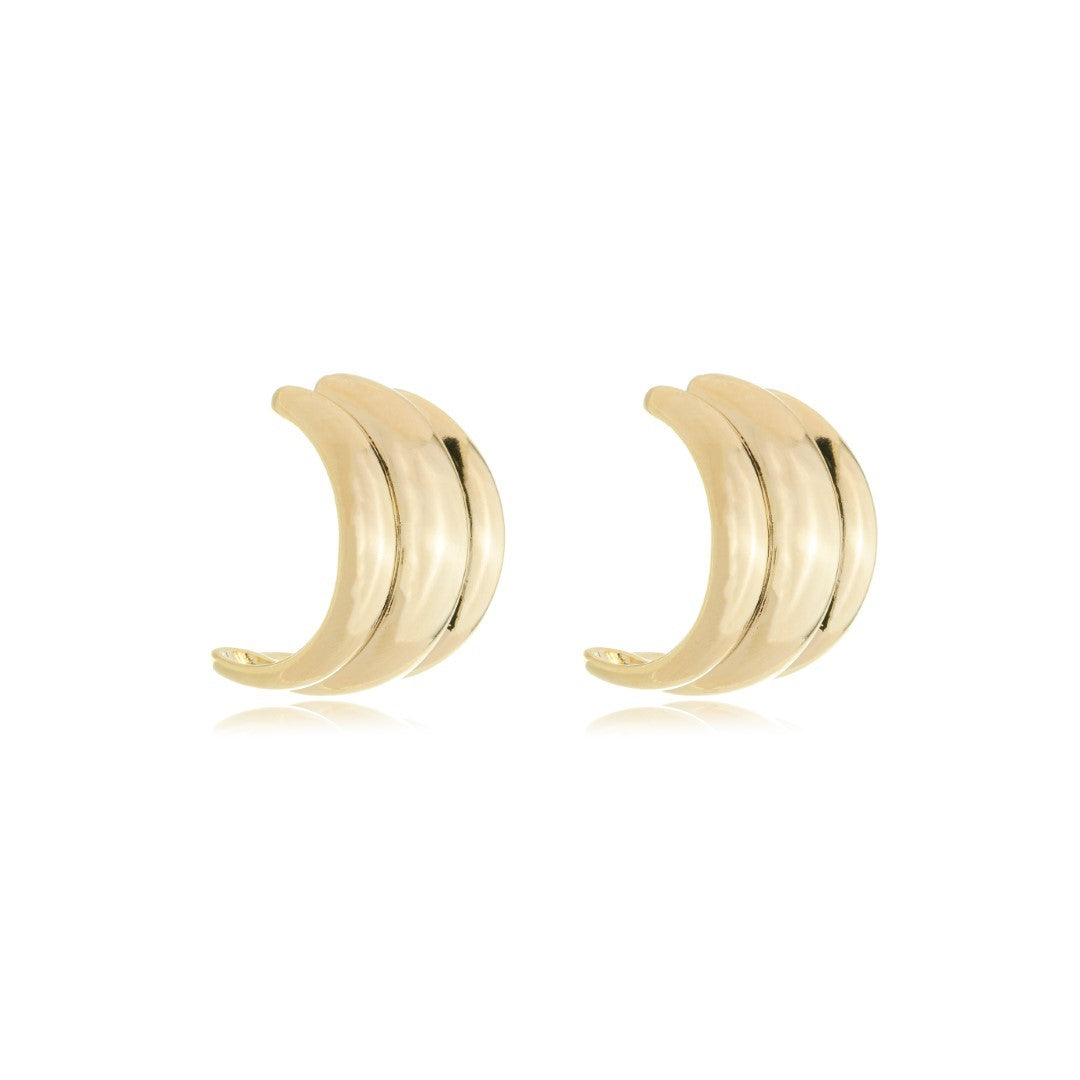 Brinco Meia Argola Anne Folheado a Ouro 18k