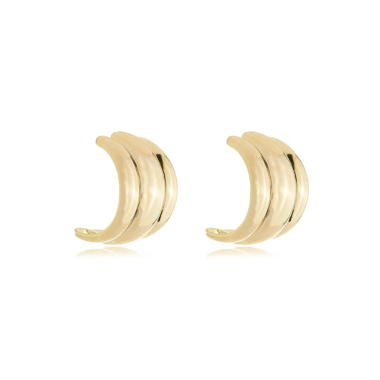 Brinco Meia Argola Anne Folheado a Ouro 18k