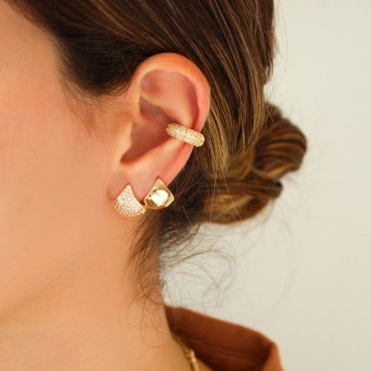 Kit 2 Brincos Argolinhas Emma Zircônias Folheado a Ouro 18k