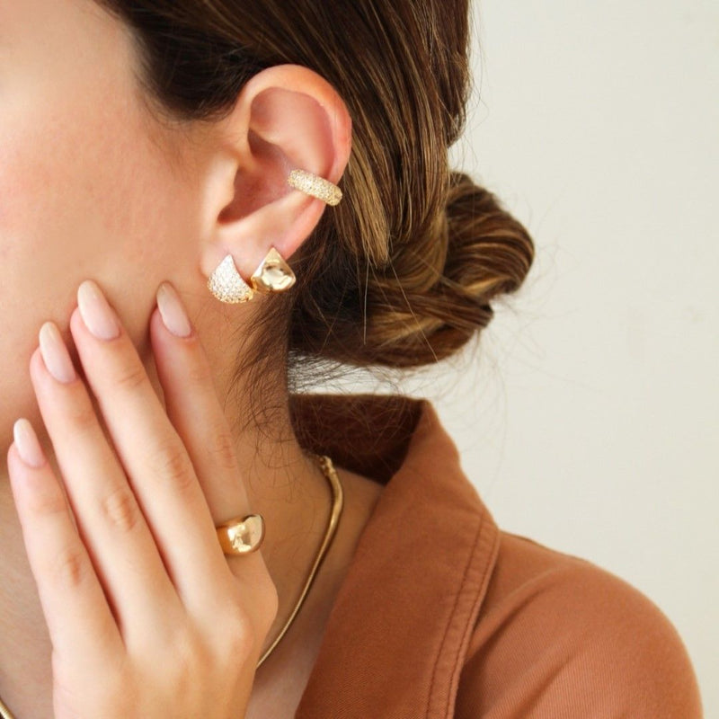 Kit 2 Brincos Argolinhas Emma Zircônias Folheado a Ouro 18k