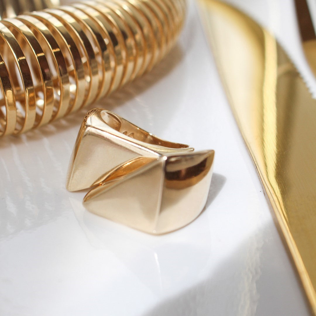 Anel Duplo Natasha Folheado a Ouro 18k