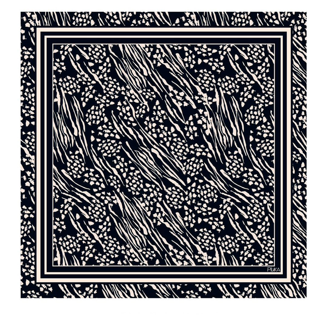 Lenço de Seda Thais Preto e Branco