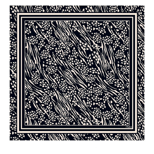 Lenço de Seda Thais Preto e Branco