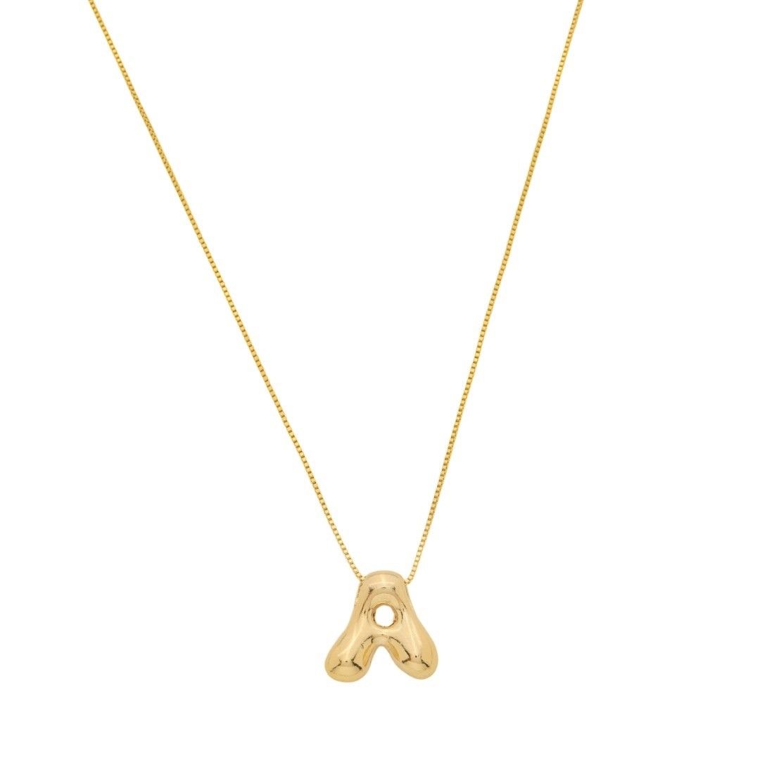 Colar com Letra Inicial Bold Folheado a Ouro 18k
