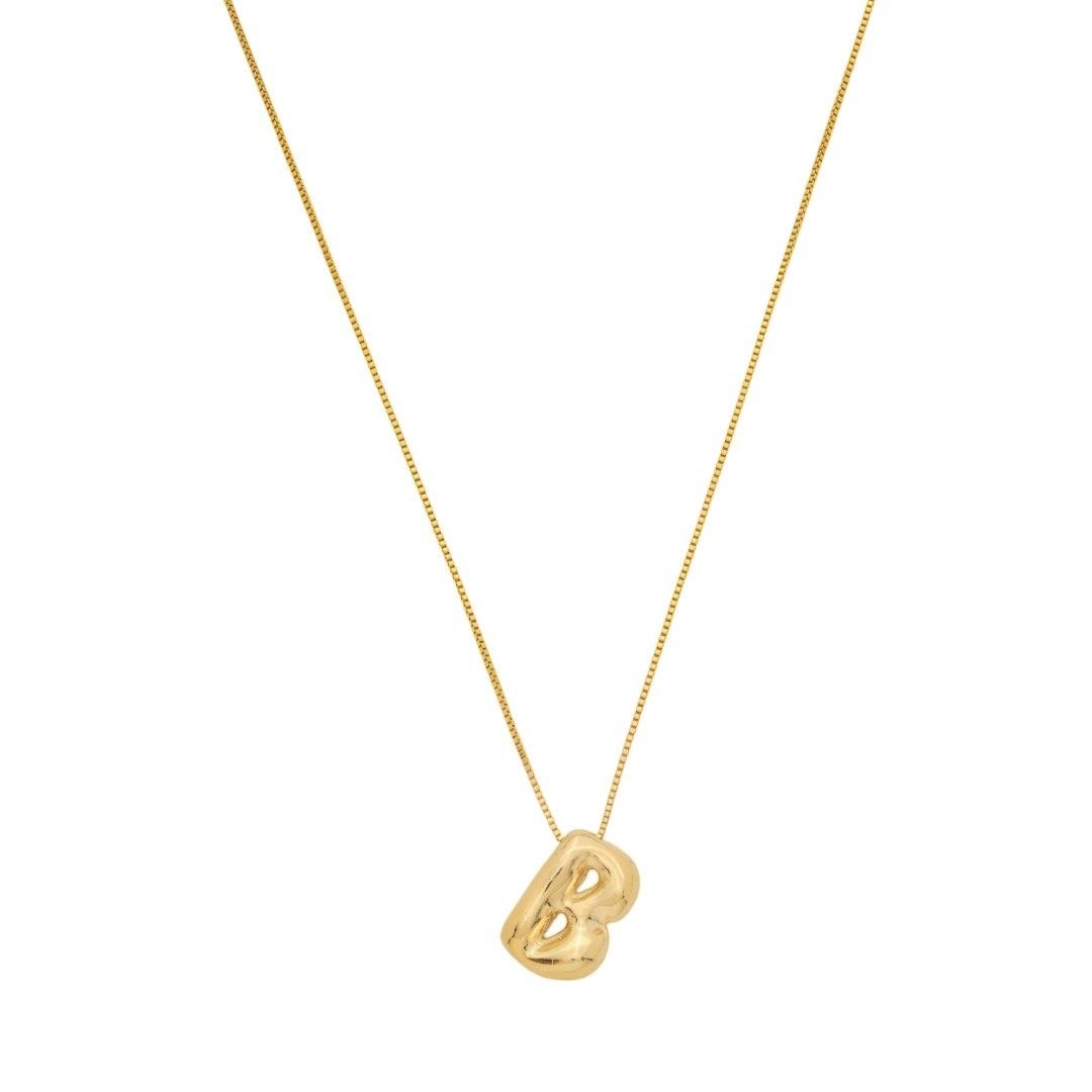 Colar com Letra Inicial Bold Folheado a Ouro 18k