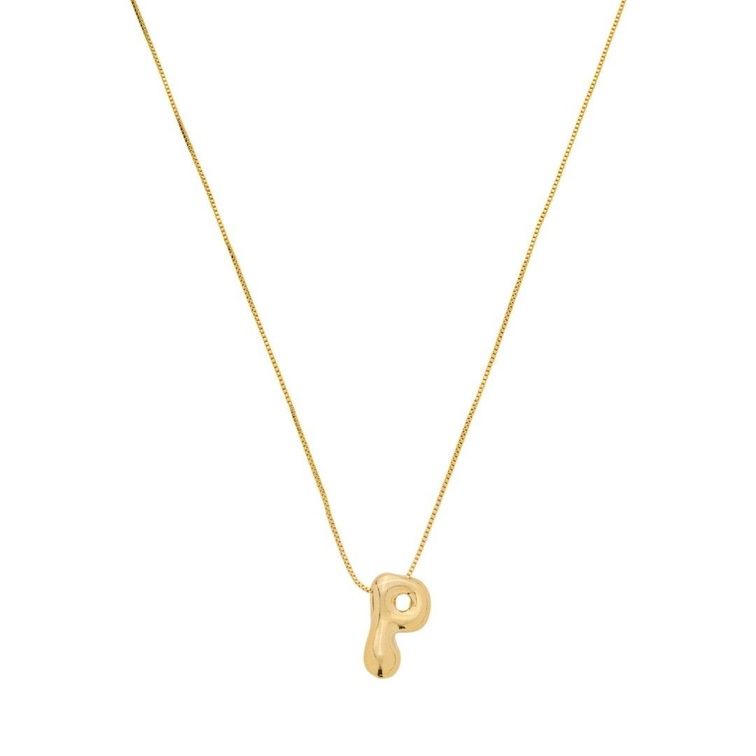Colar com Letra Inicial Bold Folheado a Ouro 18k
