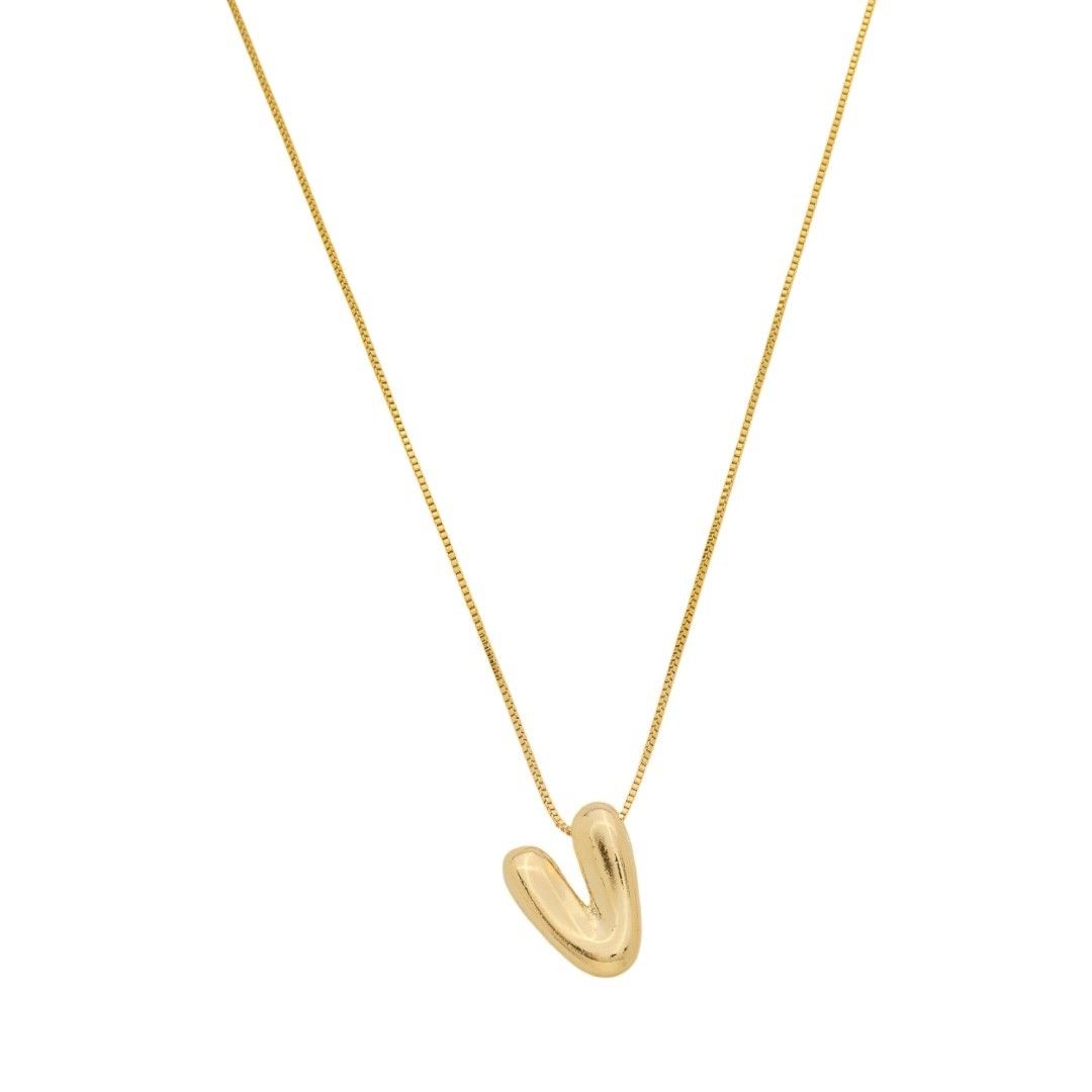 Colar com Letra Inicial Bold Folheado a Ouro 18k