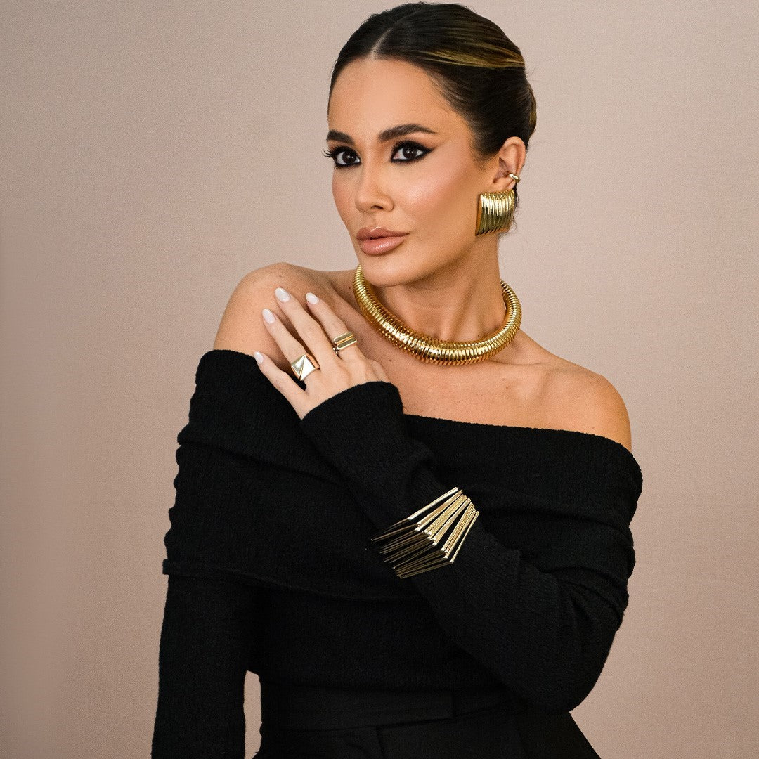 Mix de Pulseiras Quadradas Larissa Folheado a Ouro 18k