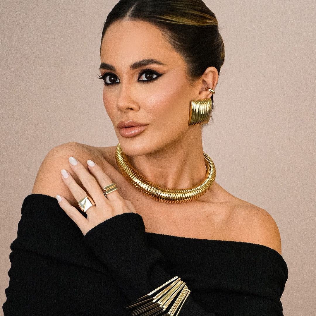 Mix de Pulseiras Quadradas Larissa Folheado a Ouro 18k