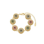 Pulseira Olho Grego Catarina Zircônias Coloridas Folheada a Ouro 18k