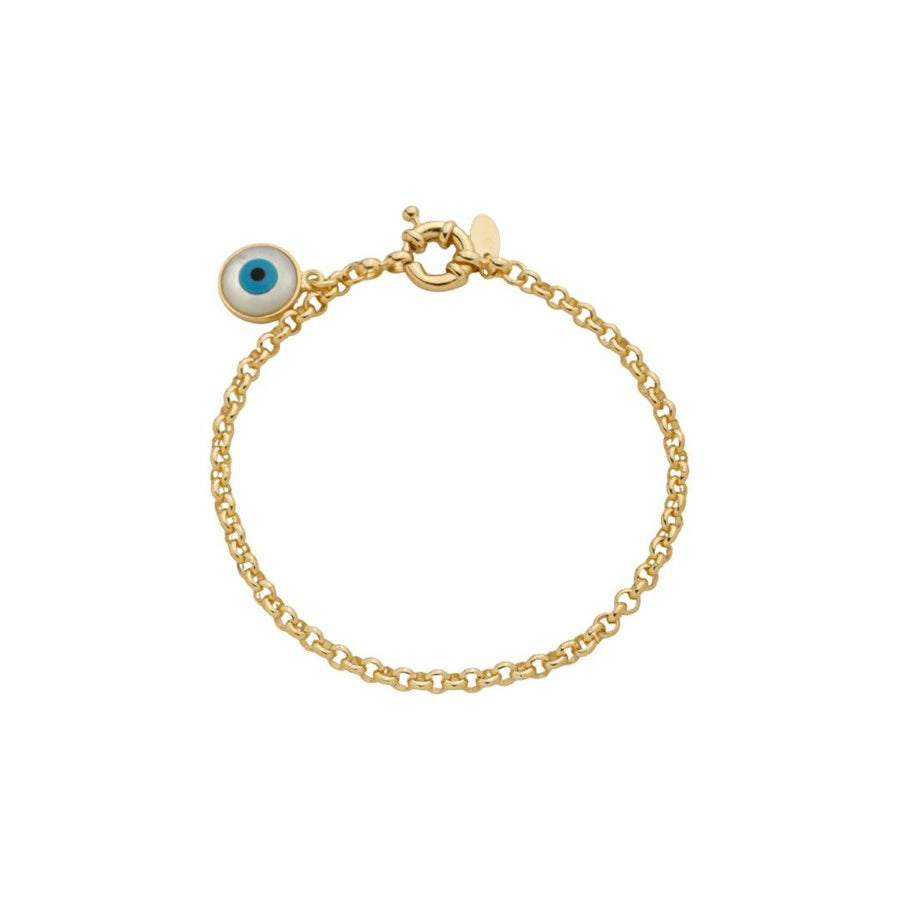 Pulseira Agnes Olho Grego Madrepérola Folheada a Ouro 18k