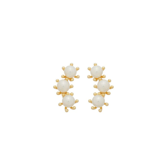 Brinco Ear Cuff Luiza Pérolas Folheado a Ouro 18k