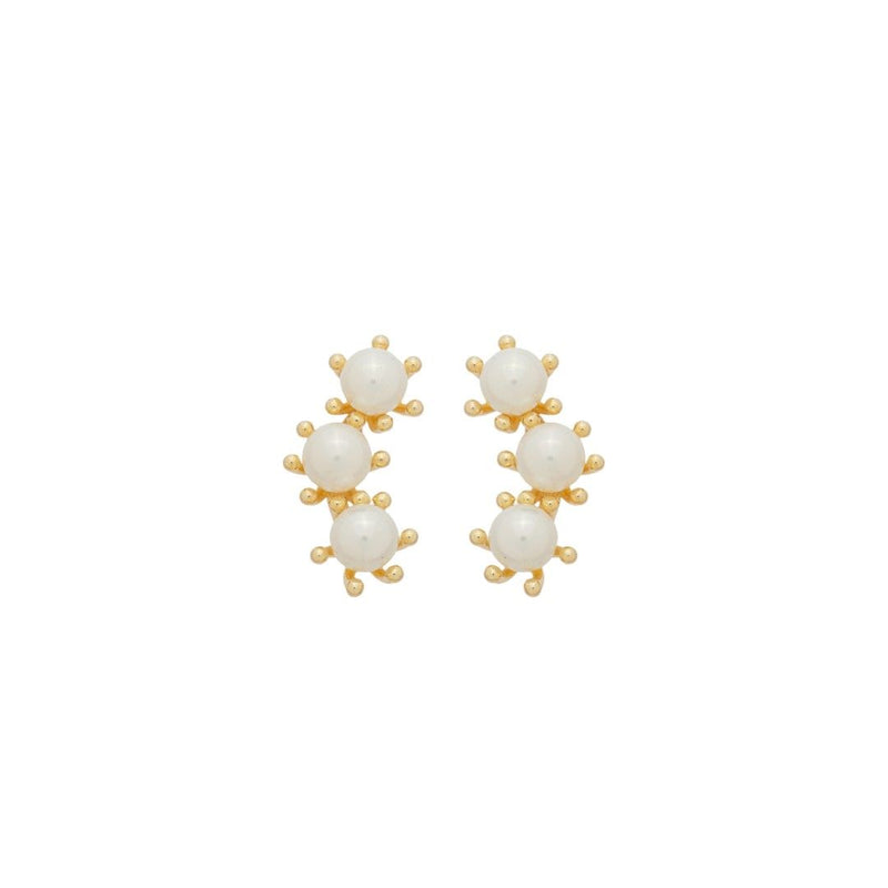 Brinco Ear Cuff Luiza Pérolas Folheado a Ouro 18k