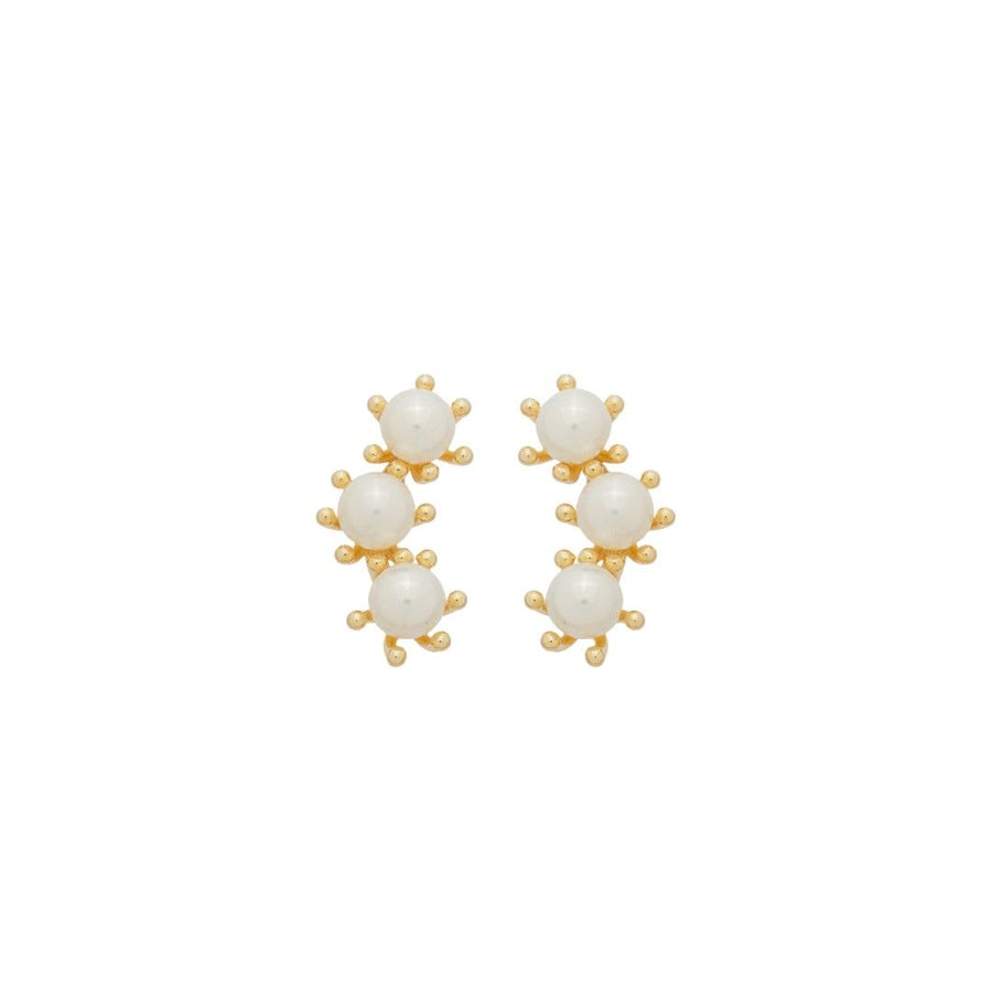 Brinco Ear Cuff Luiza Pérolas Folheado a Ouro 18k