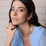 Brinco Ear Cuff Luiza Pérolas Folheado a Ouro 18k