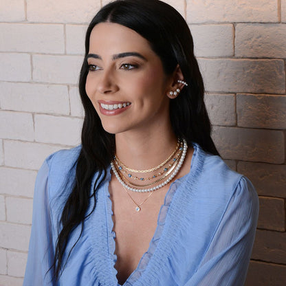 Colar Cleo Mini Olho Grego Madrepérola Folheado a Ouro 18k