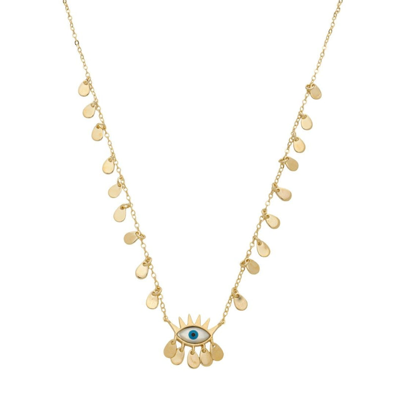 Colar Selene Olho Grego Madrepérola Gotinhas Folheado a Ouro 18k