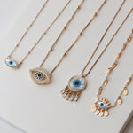 Colar Selene Olho Grego Madrepérola Gotinhas Folheado a Ouro 18k