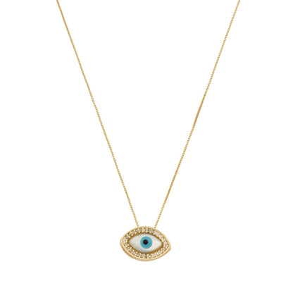 Colar Iris Olho Grego Madrepérola e Zircônias Folheado a Ouro 18k