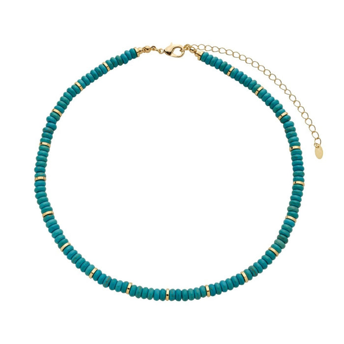 Colar Cris Howlita Turquesa Folheado a Ouro 18k