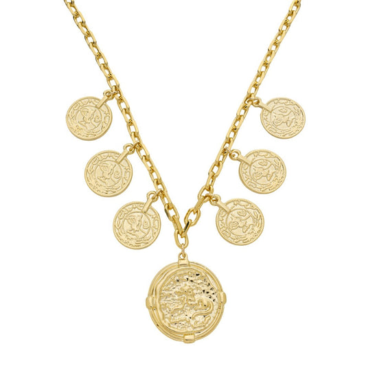 Colar Jade Medalhas Folheado a Ouro 18k